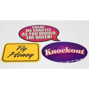 VTG 90s Vending Stickers Humorous Lot of 3 - Fly Honey, Knockout, Queen